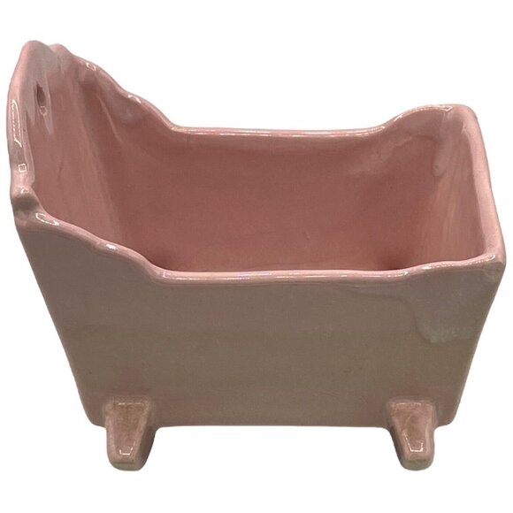 Vintage MCM Haeger Pottery Pastel Pink Baby Cradle Nursery Planter Home Décor - Picture 9 of 13